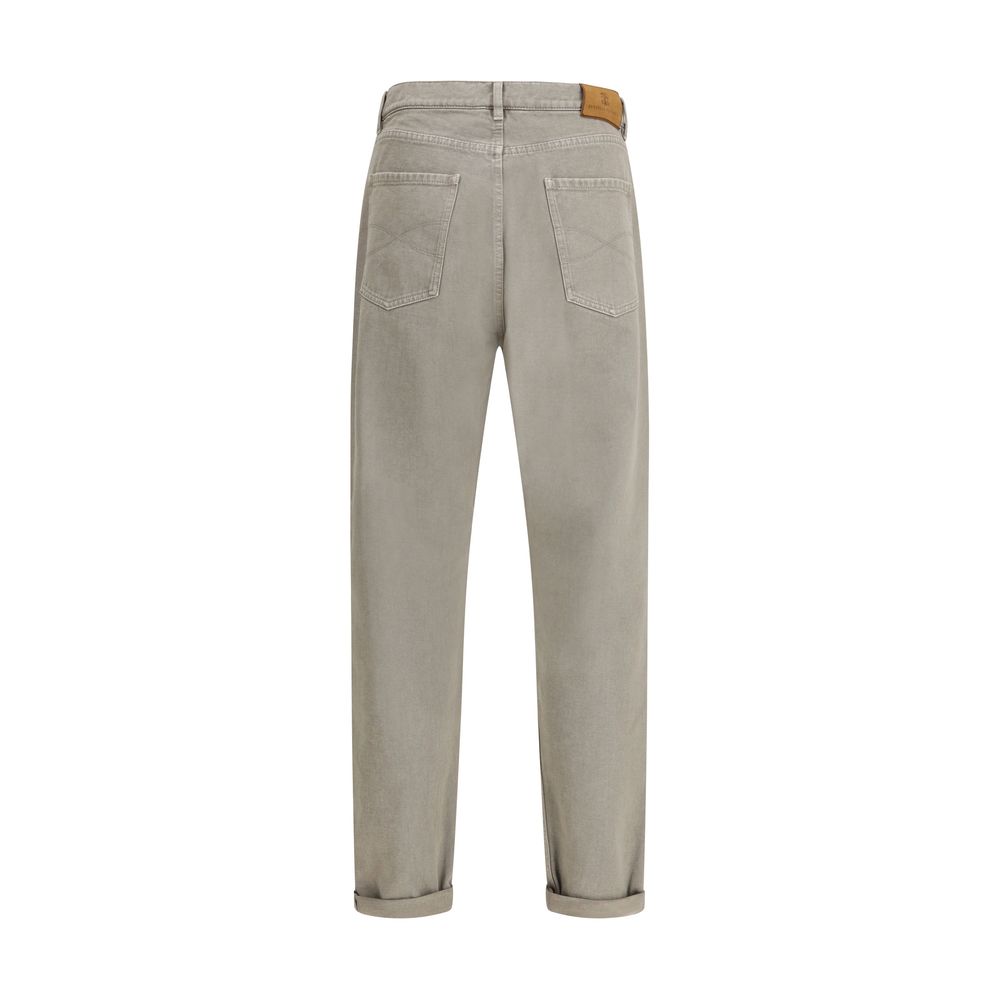 Brunello Cucinelli Bicolor Cotton Straight-Leg Jeans